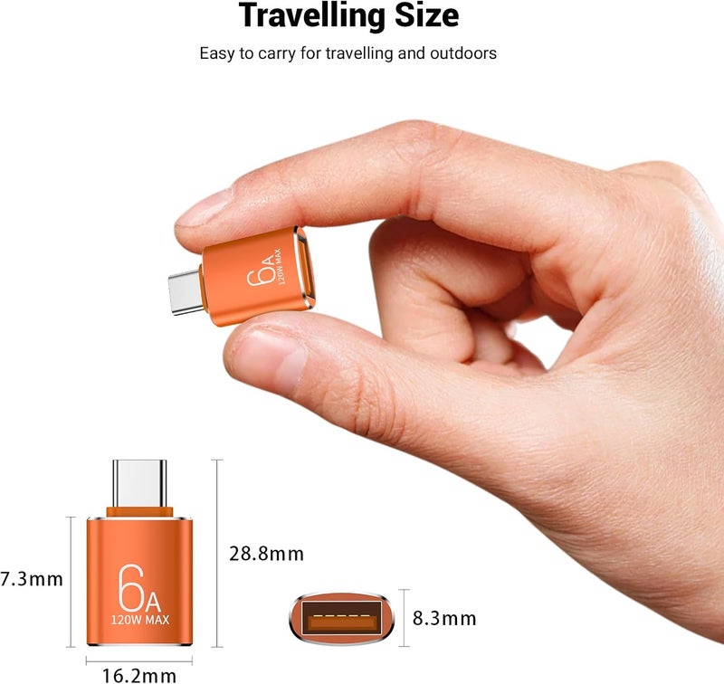 Pastall 10 حزمة محول USB C إلى USB3.1 بسرعة 10Gbps/120W، محول ذكر نوع C برتقالي إلى أنثى USB للهواتف الذكية، الكمبيوتر الشخصي، اللابتوب، التابلت، لوحة المفاتيح وغيرها. - Image 5